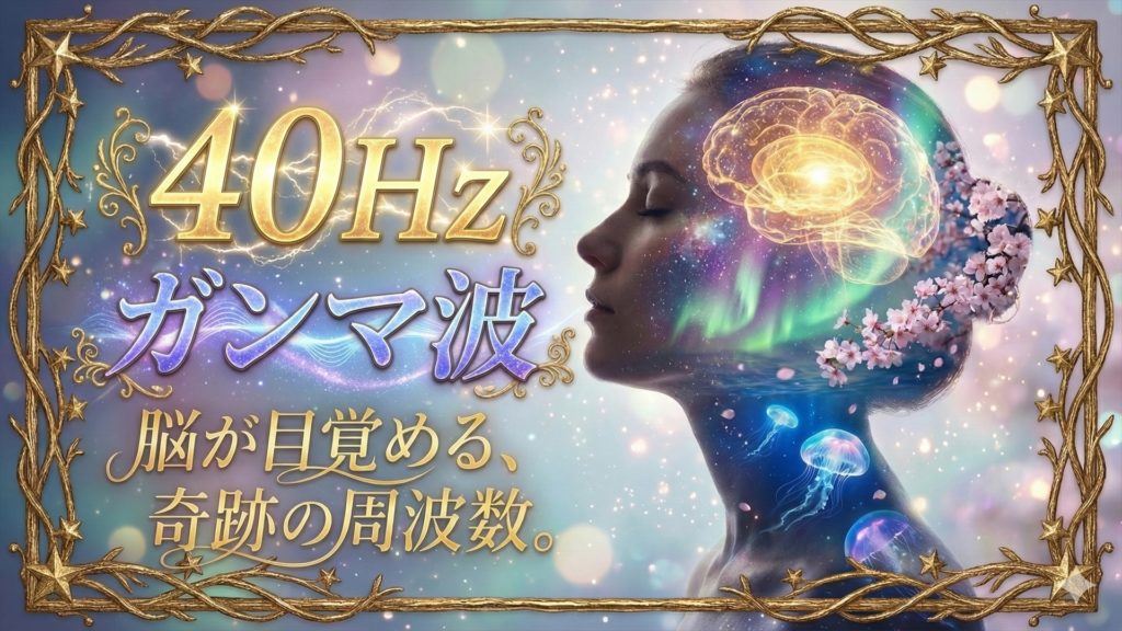 40Hzの音源による脳の疲れ回復と記憶力向上をイメージした幻想的な脳のヒーリング画像