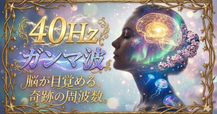 40Hzの音源による脳の疲れ回復と記憶力向上をイメージした幻想的な脳のヒーリング画像